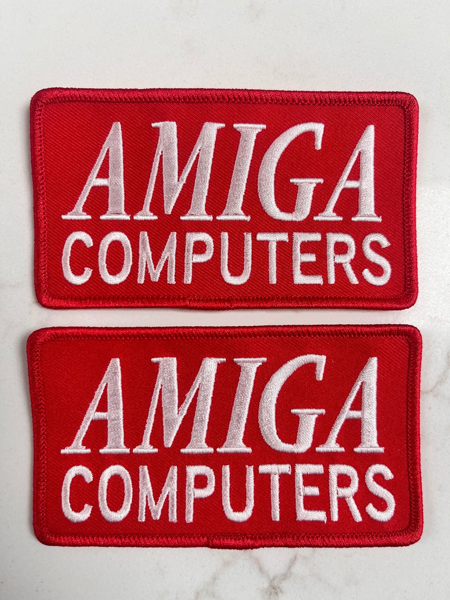 x 2 AMIGA Computers sleeve badges