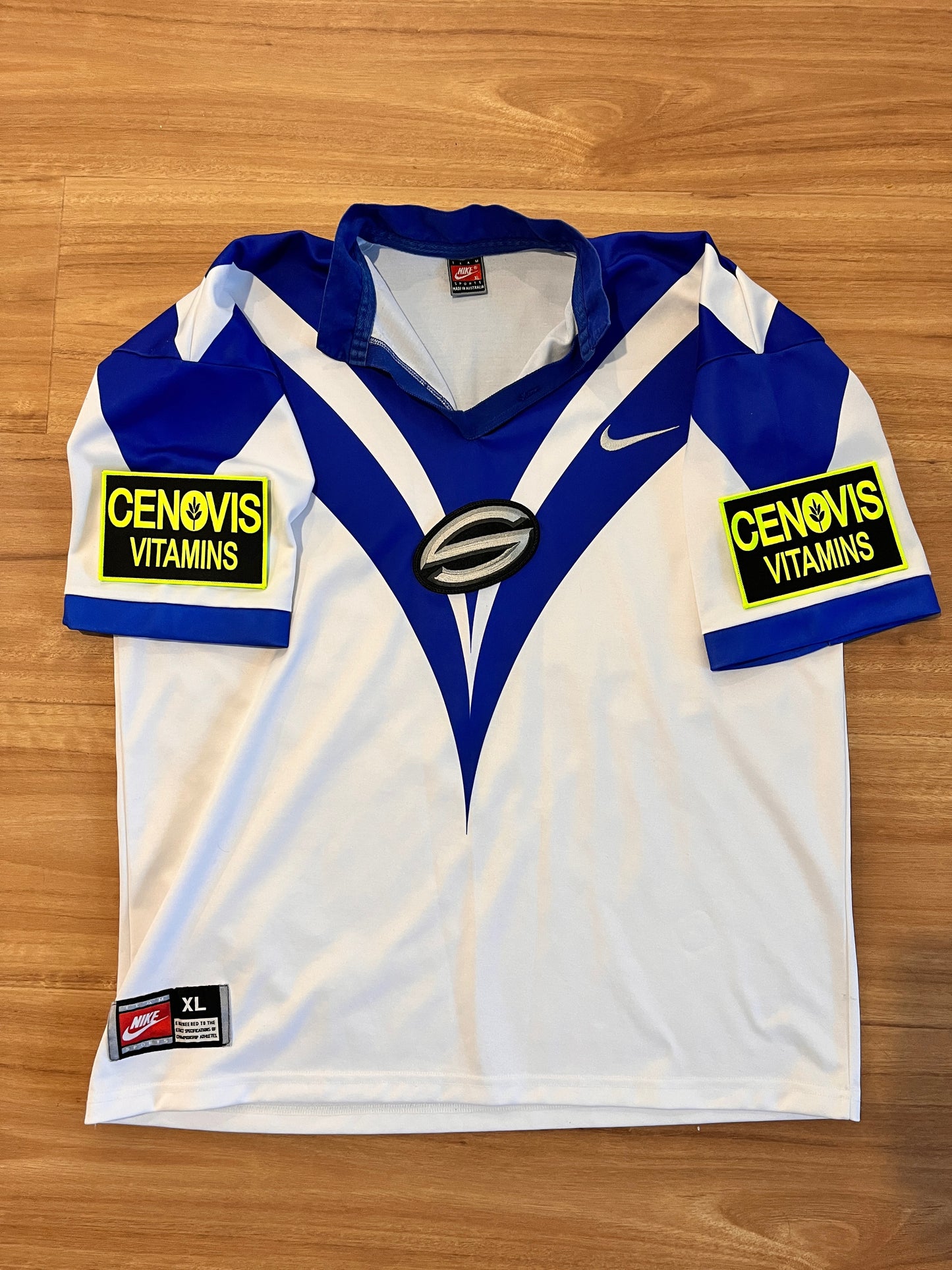 1997 Cenovis Vitamins Super League sleeve badges (x2)