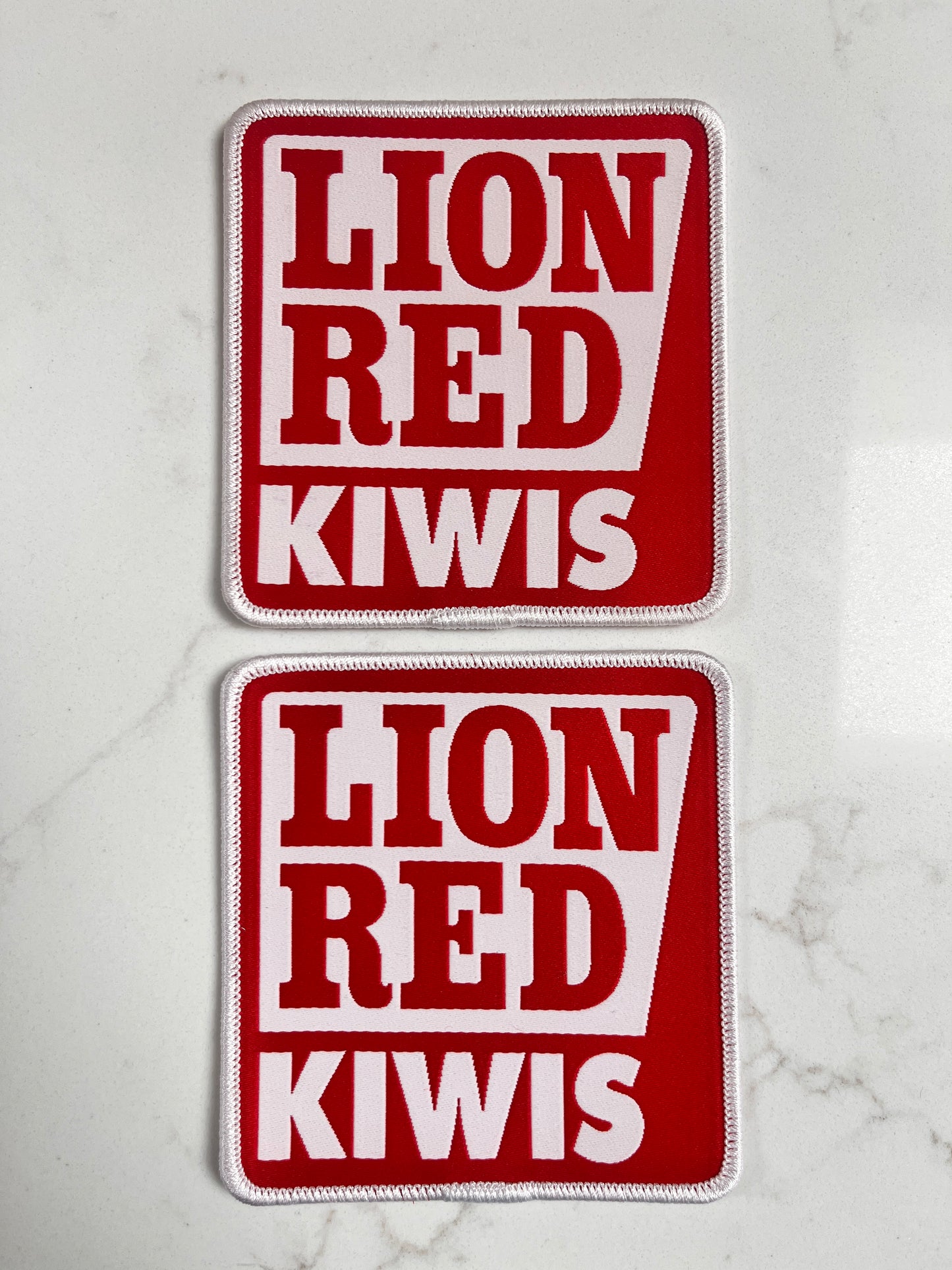 Lion Red x2 sleeve badges (squares)